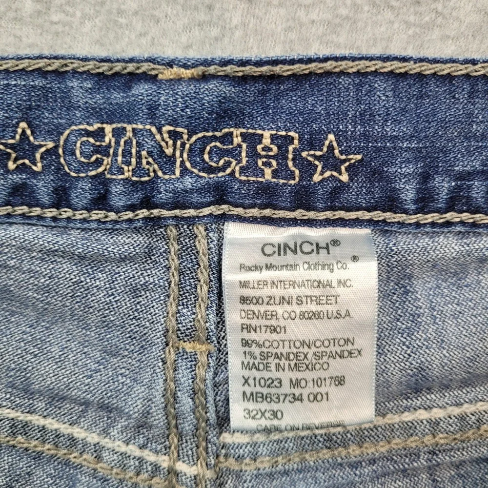 Cinch Jeans Mens 32x30 Blue Denim Straight Leg Western Workwear MB63734 001
